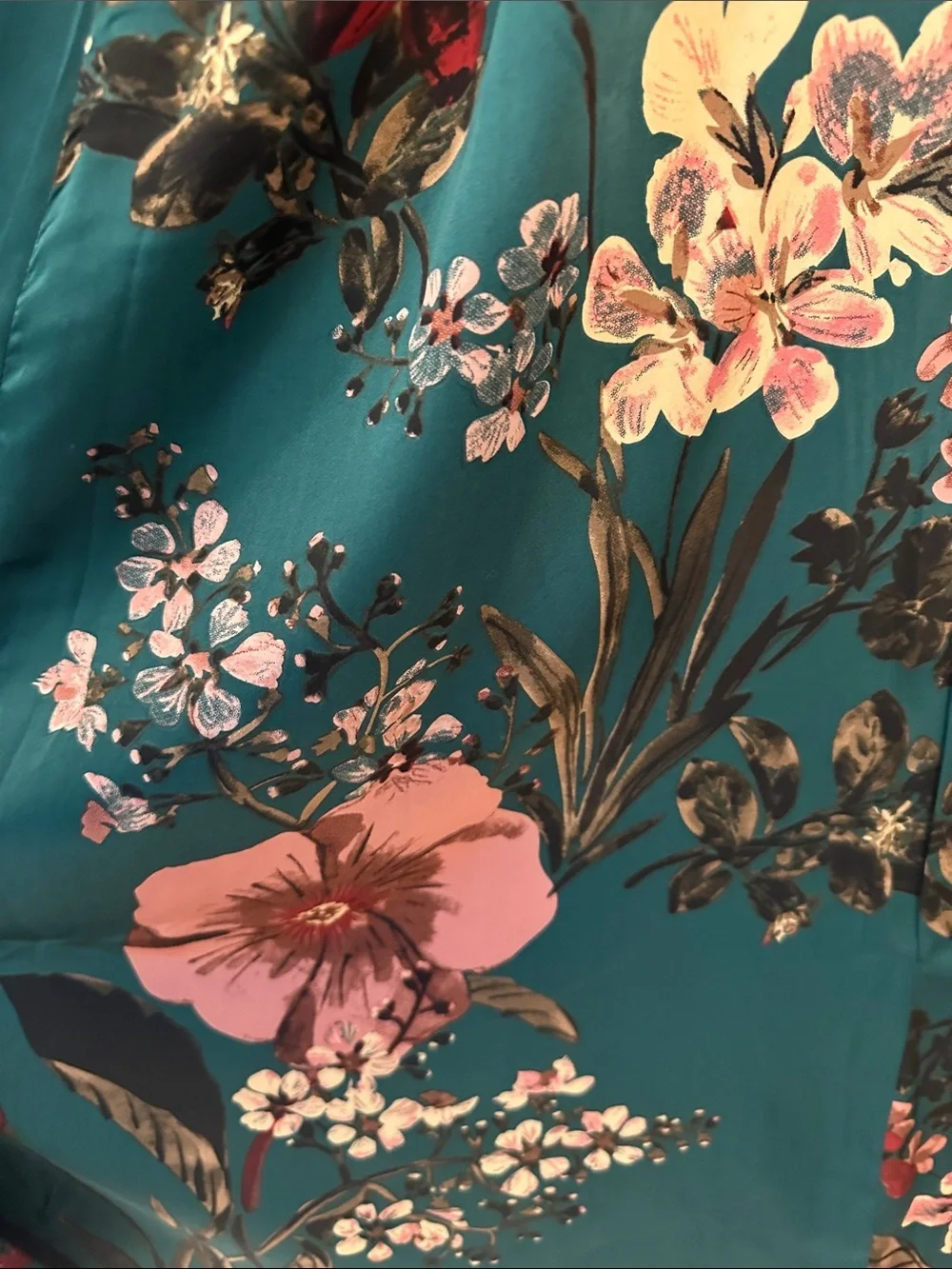 Lulus Still The One Emerald Green Floral Print Satin Maxi Dress - Size S - Picture 4 of 7